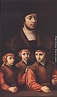 Portrait of an Old Man Paintings - Portrait of a Man with Three Sons by Barthel Bruyn